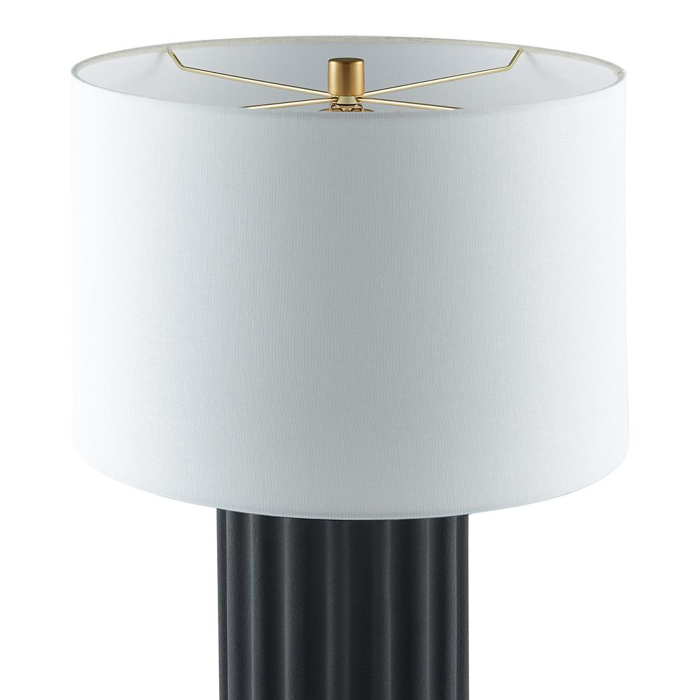 Hudson & Canal - Seren 23in Tall Table Lamp with Fabric Shade in Matte Black/Brass/White - TL2214 veiw 3