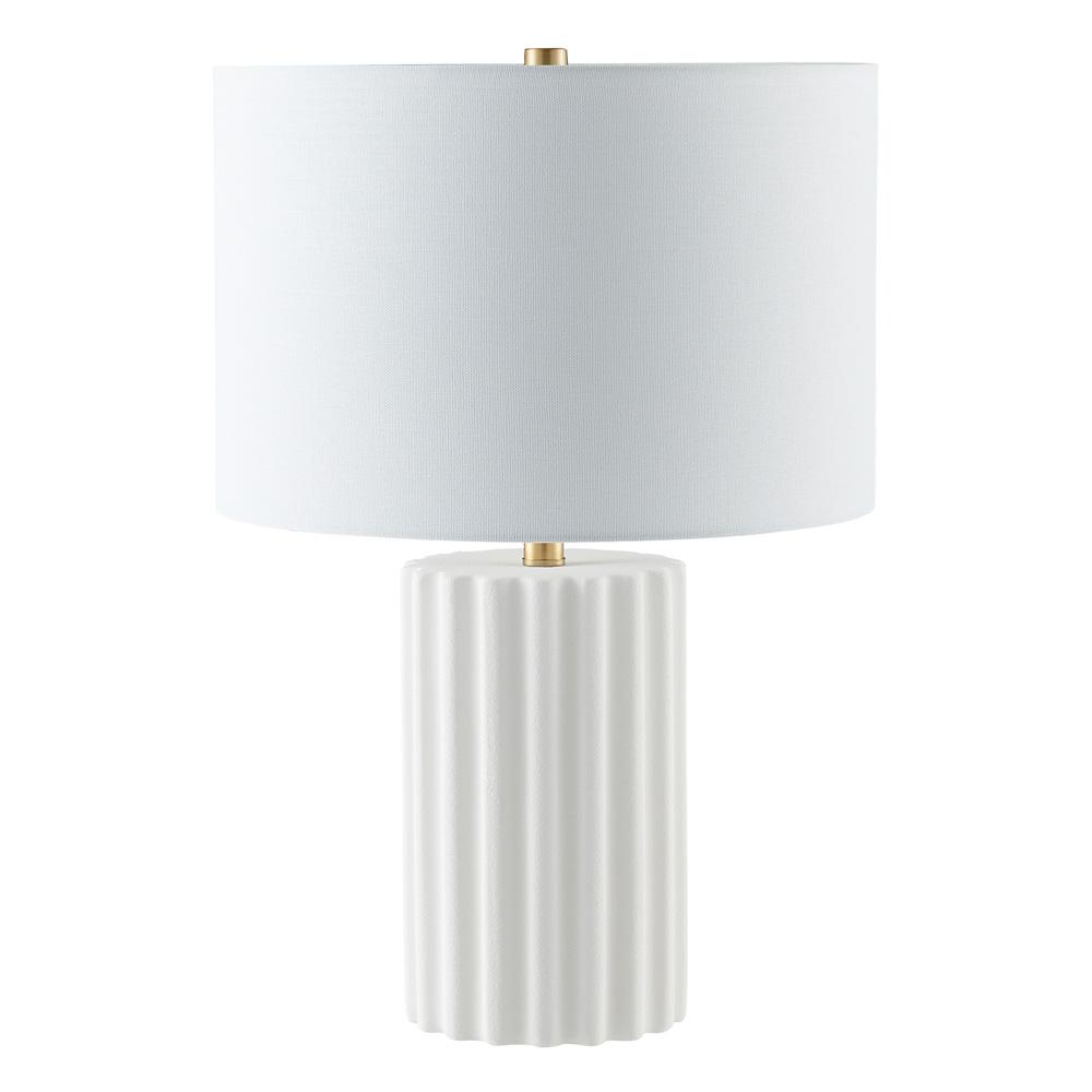 Hudson & Canal - Seren 23in Tall Table Lamp with Fabric Shade in Matte White/Brass/White - TL2215 veiw 1