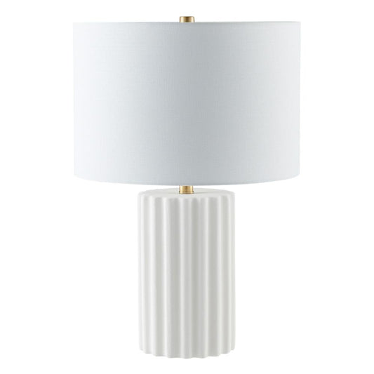 Hudson & Canal - Seren 23in Tall Table Lamp with Fabric Shade in Matte White/Brass/White - TL2215 veiw 1