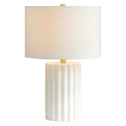 Hudson & Canal - Seren 23in Tall Table Lamp with Fabric Shade in Matte White/Brass/White - TL2215 veiw 2