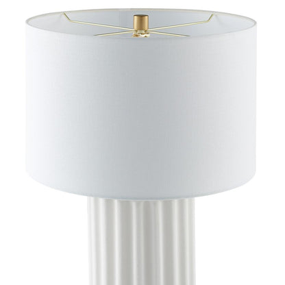 Hudson & Canal - Seren 23in Tall Table Lamp with Fabric Shade in Matte White/Brass/White - TL2215 veiw 3