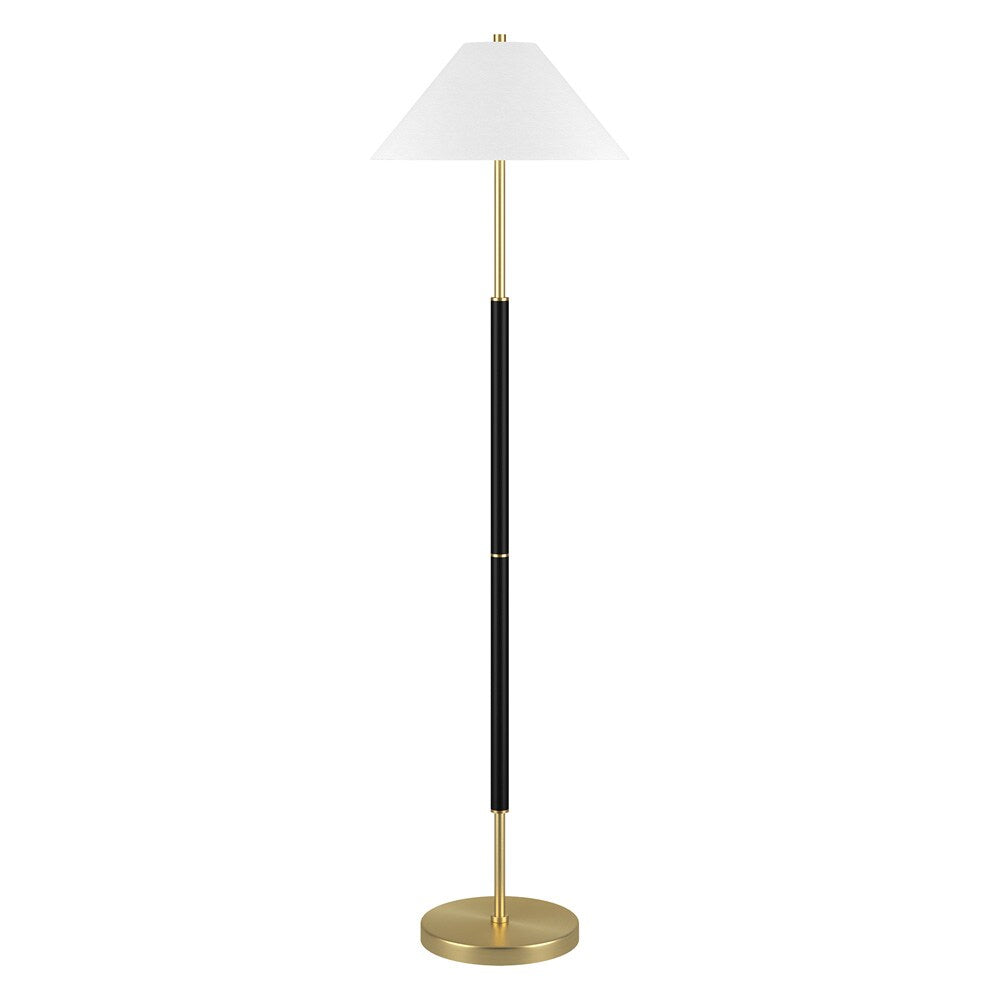 Hudson & Canal - Simona 2-Light Floor Lamp with Fabric Shade in Matte Black/Brass - FL2038 veiw 1