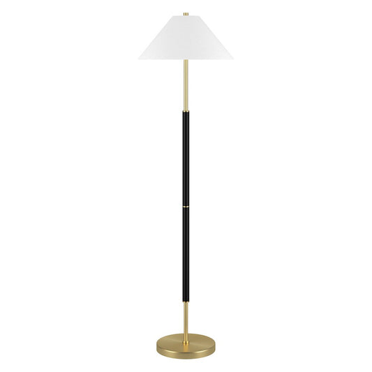 Hudson & Canal - Simona 2-Light Floor Lamp with Fabric Shade in Matte Black/Brass - FL2038 veiw 1