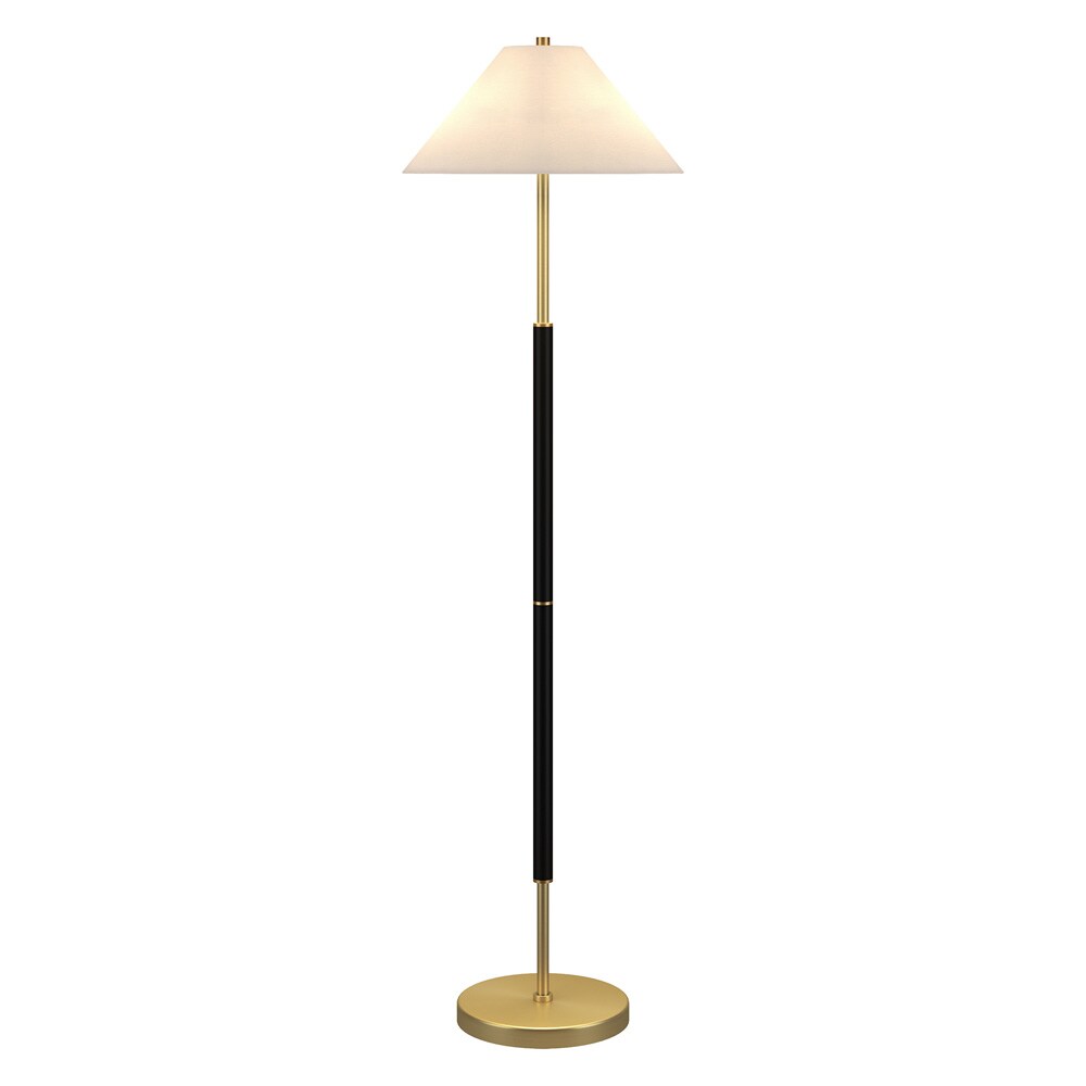 Hudson & Canal - Simona 2-Light Floor Lamp with Fabric Shade in Matte Black/Brass - FL2038 veiw 2