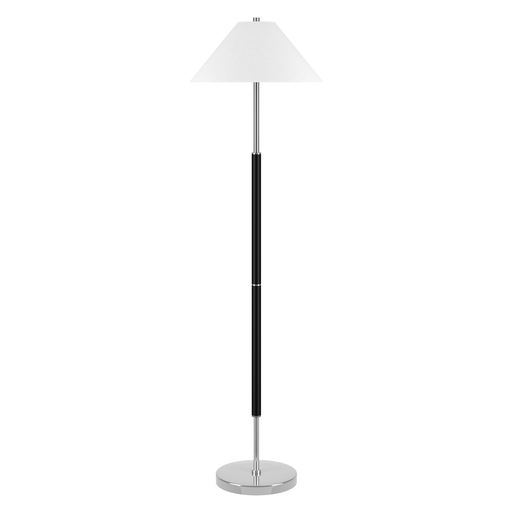 Hudson & Canal - Simona 2-Light Floor Lamp with Fabric Shade in Matte Black/Polished Nickel - FL2039 veiw 1