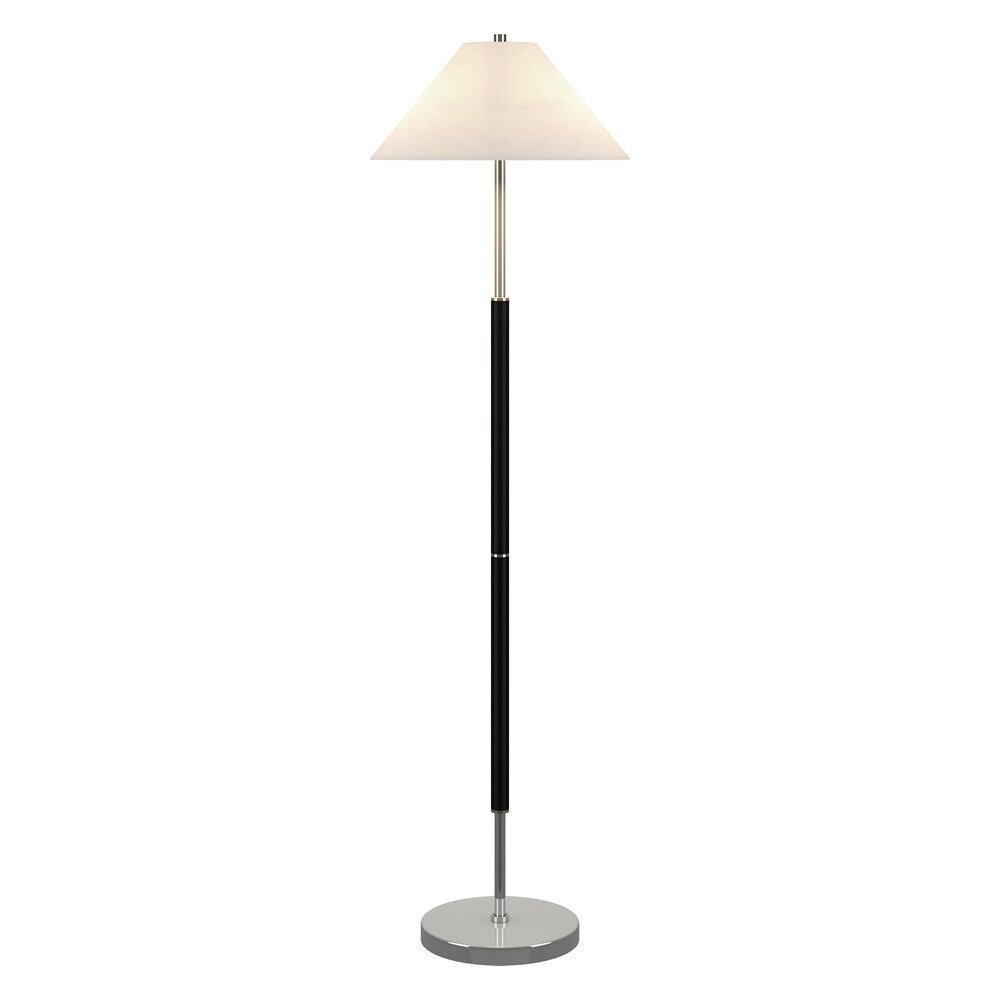 Hudson & Canal - Simona 2-Light Floor Lamp with Fabric Shade in Matte Black/Polished Nickel - FL2039 veiw 2