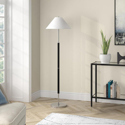 Hudson & Canal - Simona 2-Light Floor Lamp with Fabric Shade in Matte Black/Polished Nickel - FL2039 veiw 4