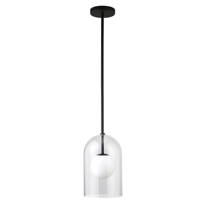 Hudson & Canal - Sondre 8in Wide Double Layer Pendant with Glass Shade in Blackened Bronze/White Milk/Clear - PD2228 veiw 1
