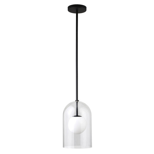Hudson & Canal - Sondre 8in Wide Double Layer Pendant with Glass Shade in Blackened Bronze/White Milk/Clear - PD2228 veiw 1