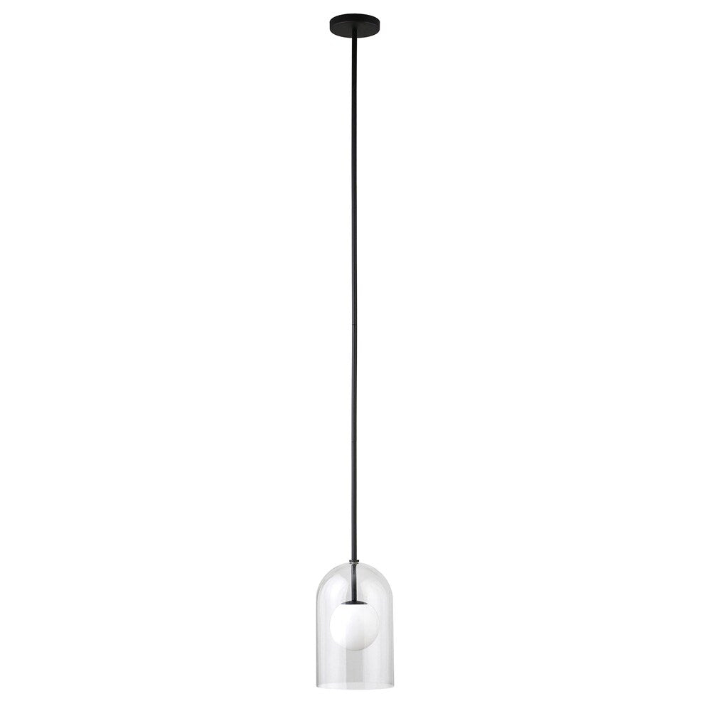 Hudson & Canal - Sondre 8in Wide Double Layer Pendant with Glass Shade in Blackened Bronze/White Milk/Clear - PD2228 veiw 3