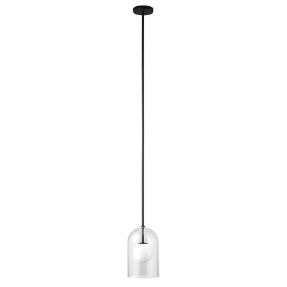 Hudson & Canal - Sondre 8in Wide Double Layer Pendant with Glass Shade in Blackened Bronze/White Milk/Clear - PD2228 veiw 3