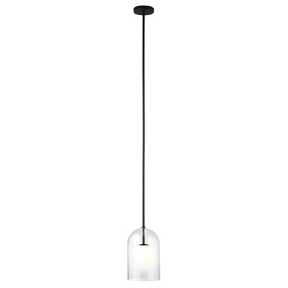 Hudson & Canal - Sondre 8in Wide Double Layer Pendant with Glass Shade in Blackened Bronze/White Milk/Clear - PD2228 veiw 4