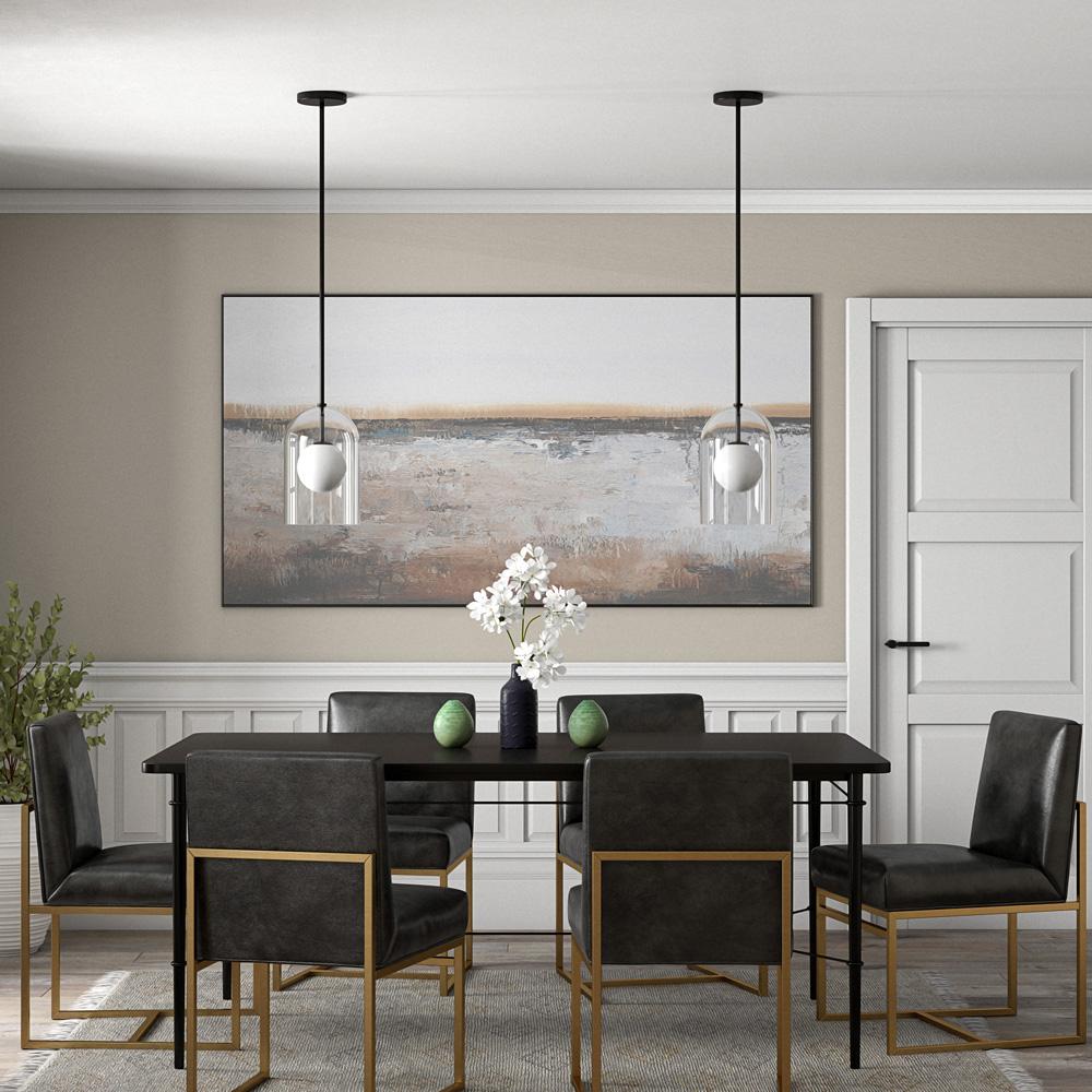 Hudson & Canal - Sondre 8in Wide Double Layer Pendant with Glass Shade in Blackened Bronze/White Milk/Clear - PD2228 veiw 6