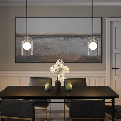 Hudson & Canal - Sondre 8in Wide Double Layer Pendant with Glass Shade in Blackened Bronze/White Milk/Clear - PD2228 veiw 7