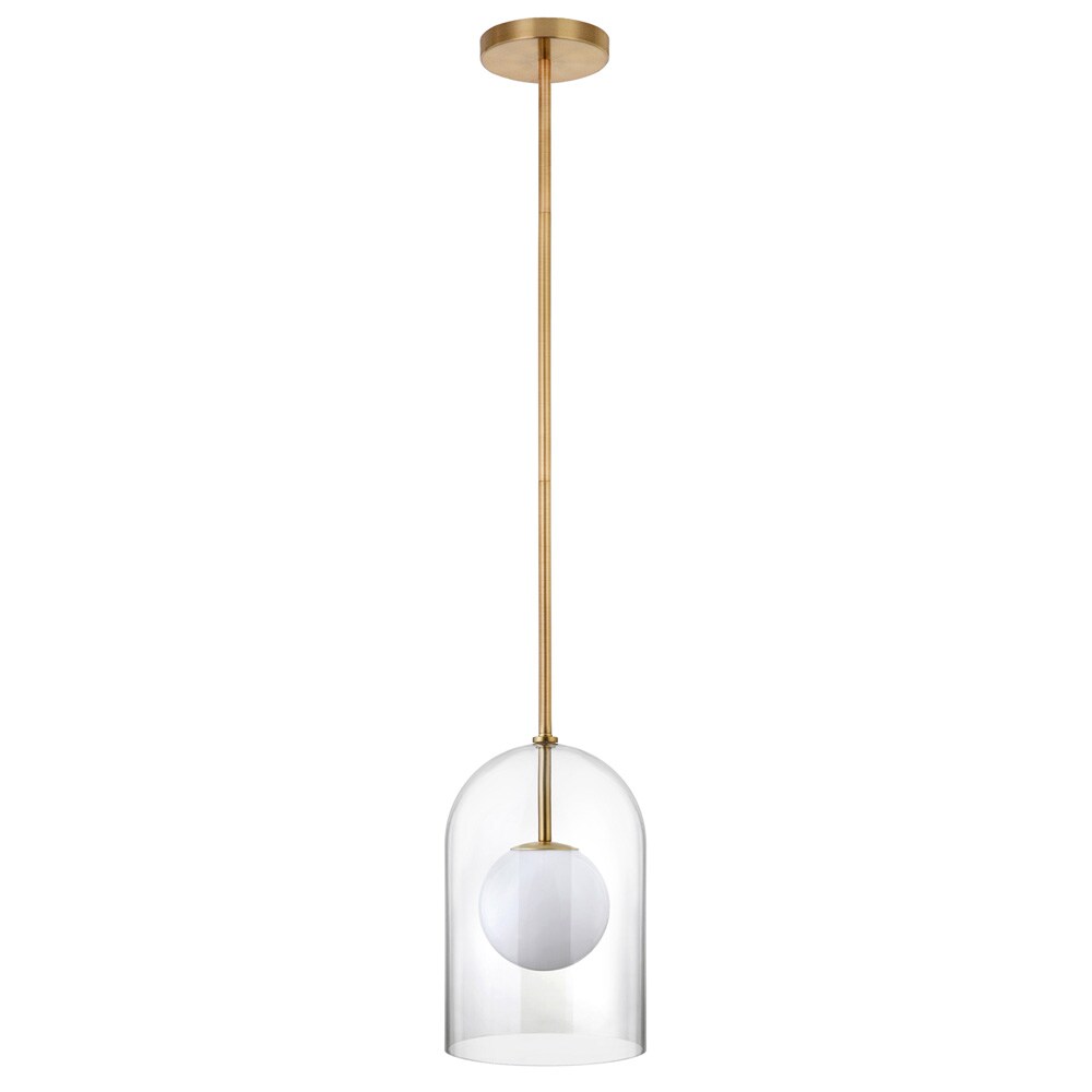 Hudson & Canal - Sondre 8in Wide Double Layer Pendant with Glass Shade in Brass/White Milk/Clear - PD2229 veiw 1