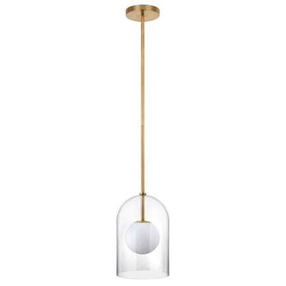 Hudson & Canal - Sondre 8in Wide Double Layer Pendant with Glass Shade in Brass/White Milk/Clear - PD2229 veiw 1