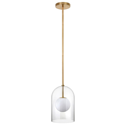 Hudson & Canal - Sondre 8in Wide Double Layer Pendant with Glass Shade in Brass/White Milk/Clear - PD2229 veiw 1