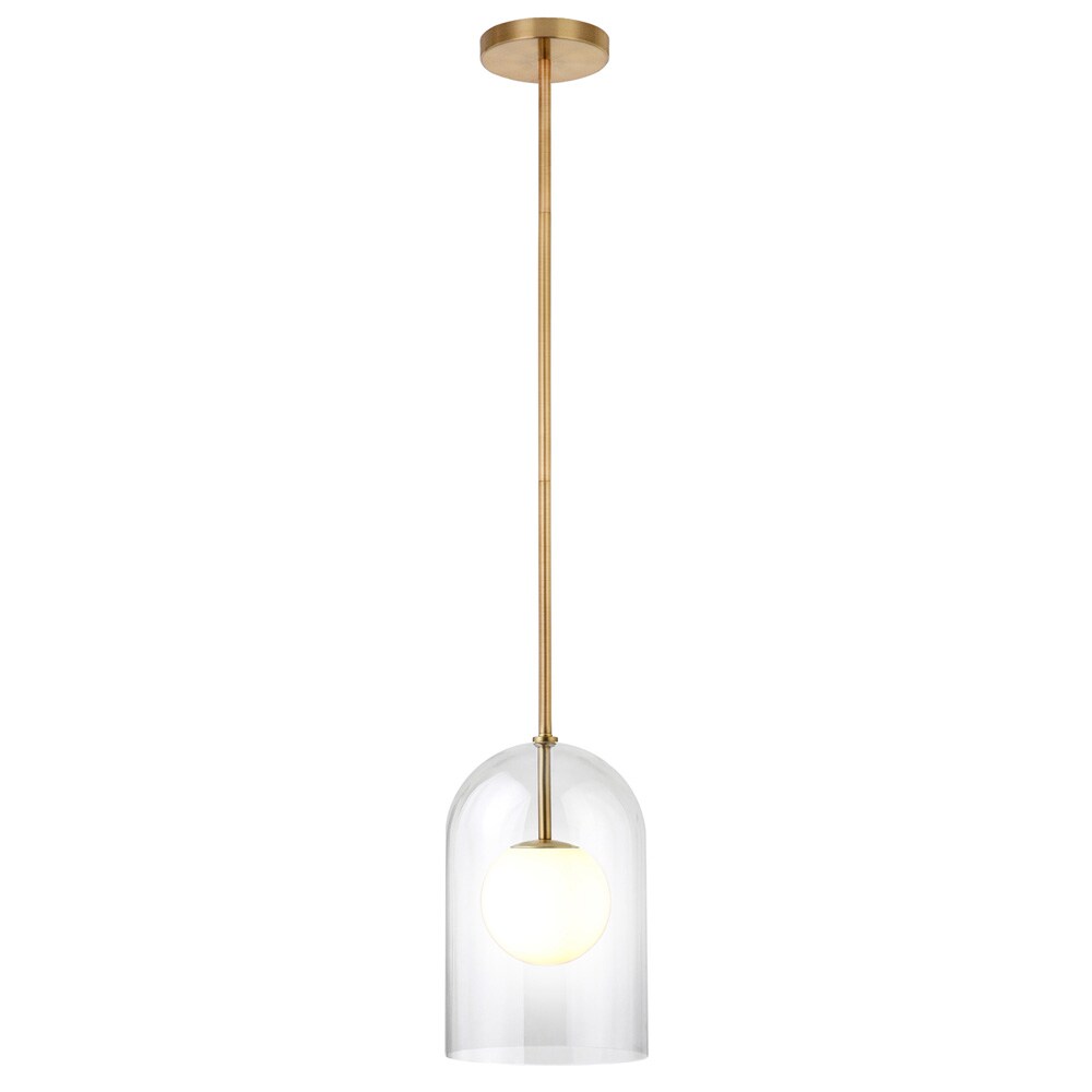 Hudson & Canal - Sondre 8in Wide Double Layer Pendant with Glass Shade in Brass/White Milk/Clear - PD2229 veiw 2