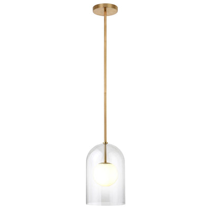Hudson & Canal - Sondre 8in Wide Double Layer Pendant with Glass Shade in Brass/White Milk/Clear - PD2229 veiw 2