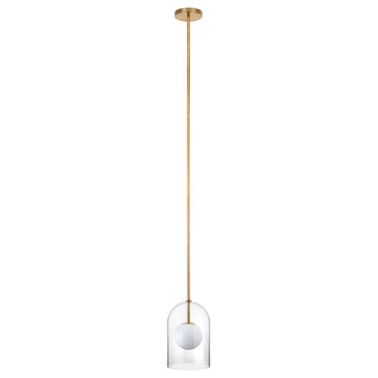 Hudson & Canal - Sondre 8in Wide Double Layer Pendant with Glass Shade in Brass/White Milk/Clear - PD2229 veiw 3