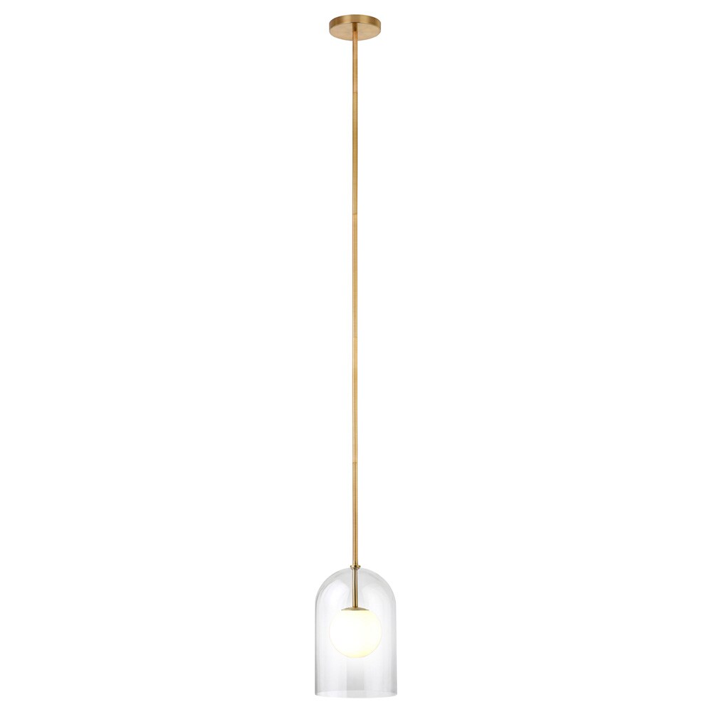 Hudson & Canal - Sondre 8in Wide Double Layer Pendant with Glass Shade in Brass/White Milk/Clear - PD2229 veiw 4