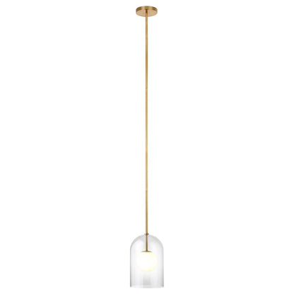 Hudson & Canal - Sondre 8in Wide Double Layer Pendant with Glass Shade in Brass/White Milk/Clear - PD2229 veiw 4