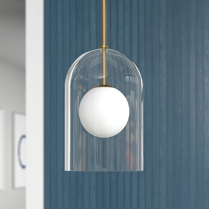 Hudson & Canal - Sondre 8in Wide Double Layer Pendant with Glass Shade in Brass/White Milk/Clear - PD2229 veiw 5