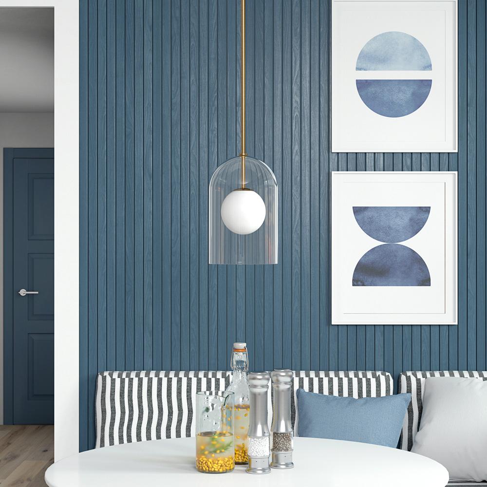 Hudson & Canal - Sondre 8in Wide Double Layer Pendant with Glass Shade in Brass/White Milk/Clear - PD2229 veiw 6