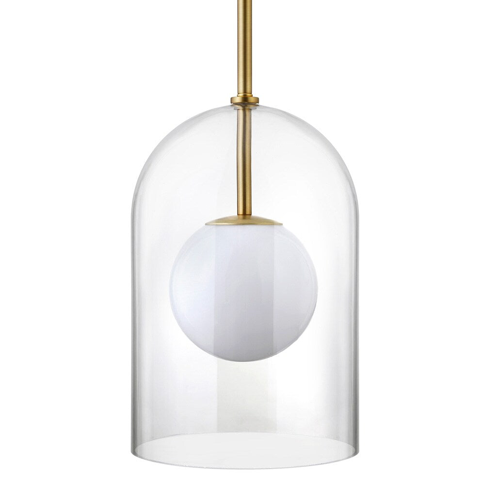 Hudson & Canal - Sondre 8in Wide Double Layer Pendant with Glass Shade in Brass/White Milk/Clear - PD2229 veiw 9
