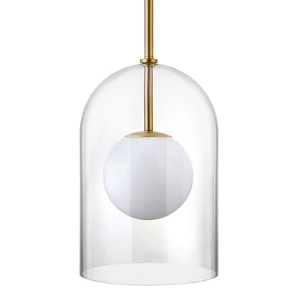Hudson & Canal - Sondre 8in Wide Double Layer Pendant with Glass Shade in Brass/White Milk/Clear - PD2229 veiw 9