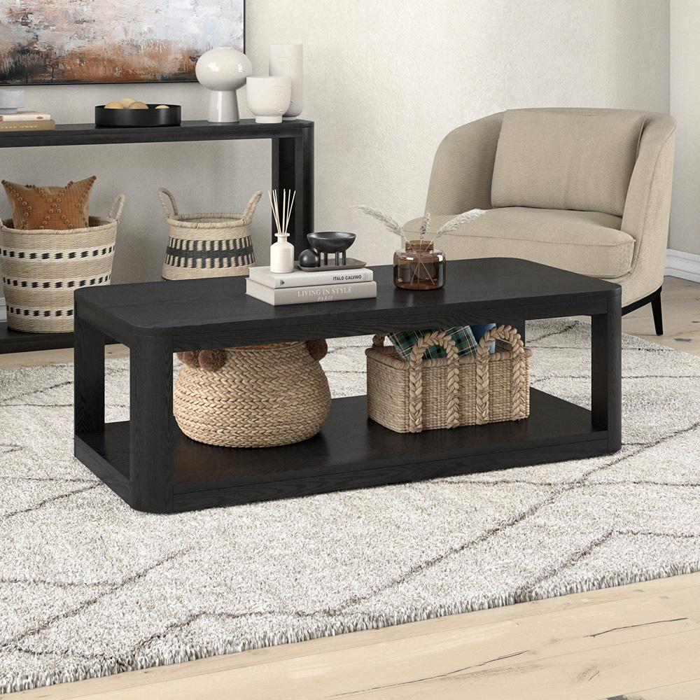 Hudson & Canal - Stellan 47in Wide Rectangular Coffee Table in Black Grain - CT2195 veiw 4