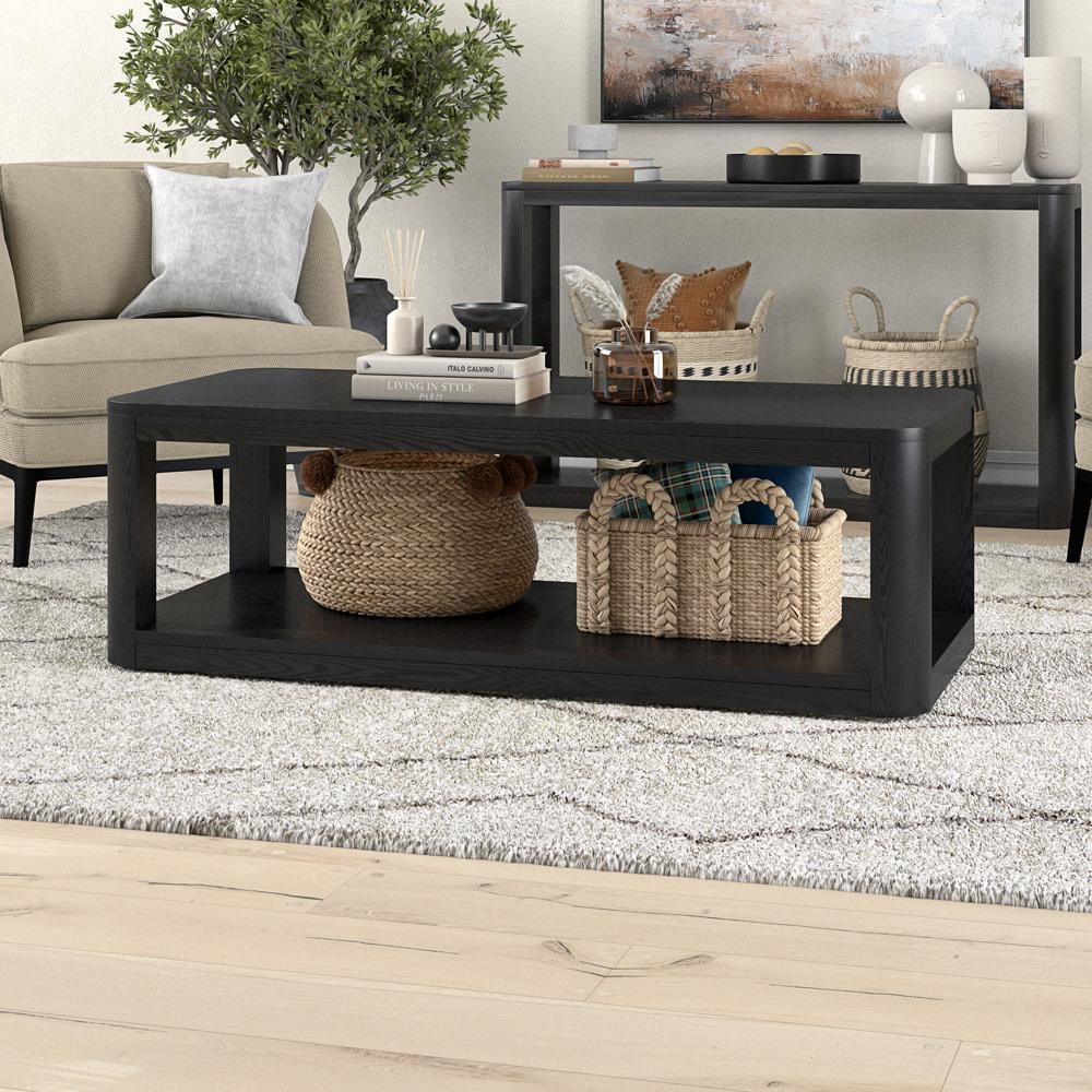Hudson & Canal - Stellan 47in Wide Rectangular Coffee Table in Black Grain - CT2195 veiw 6