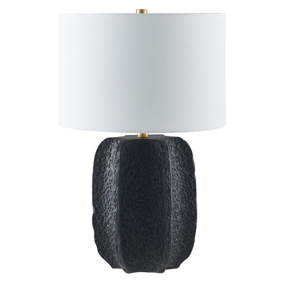 Hudson & Canal - Turbida 24in Tall Table Lamp with Fabric Shade in Matte Black/Brass/White - TL2216 veiw 1