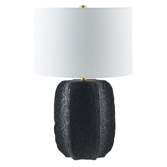 Hudson & Canal - Turbida 24in Tall Table Lamp with Fabric Shade in Matte Black/Brass/White - TL2216 veiw 1