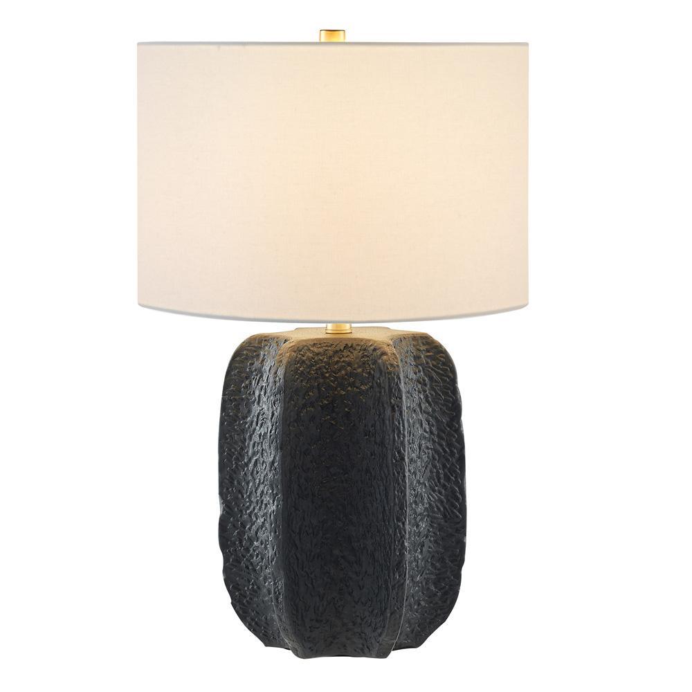 Hudson & Canal - Turbida 24in Tall Table Lamp with Fabric Shade in Matte Black/Brass/White - TL2216 veiw 2
