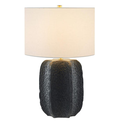Hudson & Canal - Turbida 24in Tall Table Lamp with Fabric Shade in Matte Black/Brass/White - TL2216 veiw 2