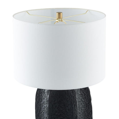Hudson & Canal - Turbida 24in Tall Table Lamp with Fabric Shade in Matte Black/Brass/White - TL2216 veiw 3