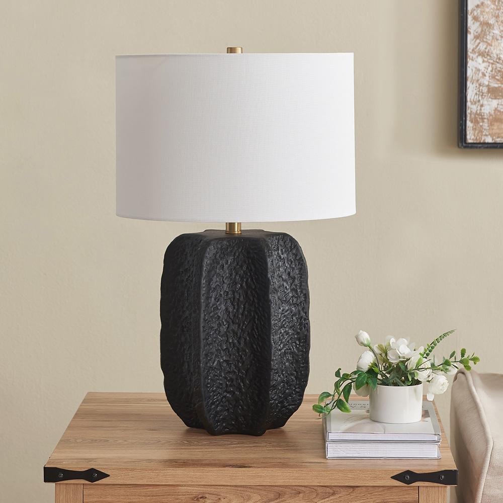 Hudson & Canal - Turbida 24in Tall Table Lamp with Fabric Shade in Matte Black/Brass/White - TL2216 veiw 5