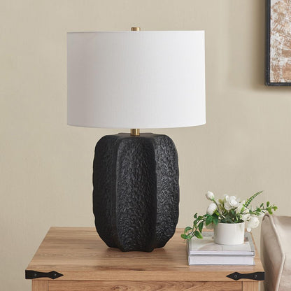 Hudson & Canal - Turbida 24in Tall Table Lamp with Fabric Shade in Matte Black/Brass/White - TL2216 veiw 5