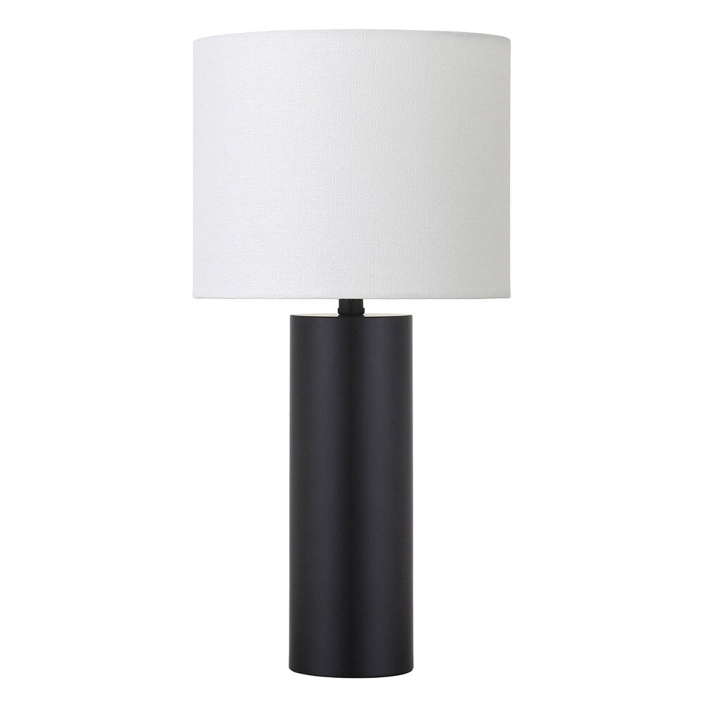 Hudson & Canal - York 16in Tall Mini Lamp with Fabric Shade in Blackened Bronze/White - ML2150 veiw 1