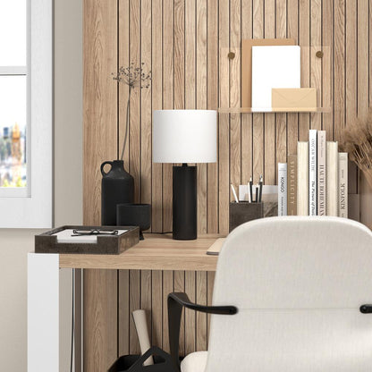 Hudson & Canal - York 16in Tall Mini Lamp with Fabric Shade in Blackened Bronze/White - ML2150 veiw 4