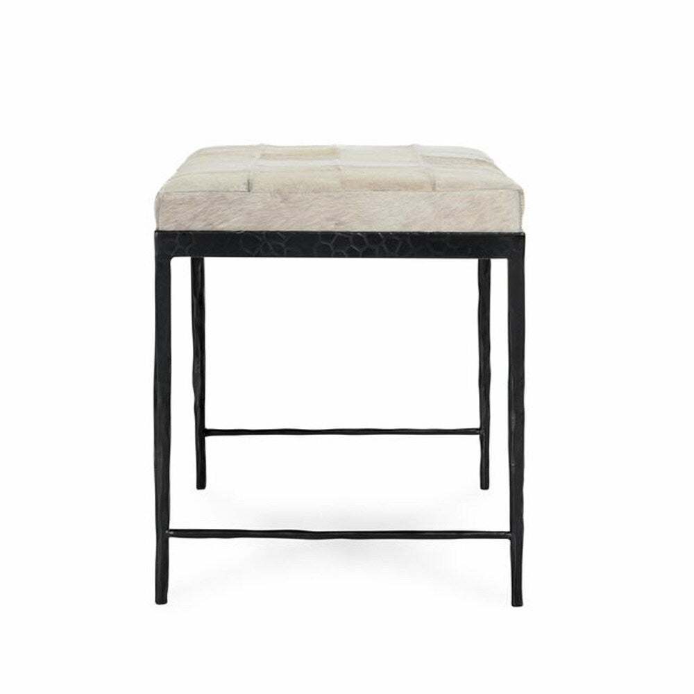 Classic Home - Achen Leather Hide Ottoman Bench In Beach Ivory - 53002017 veiw 3