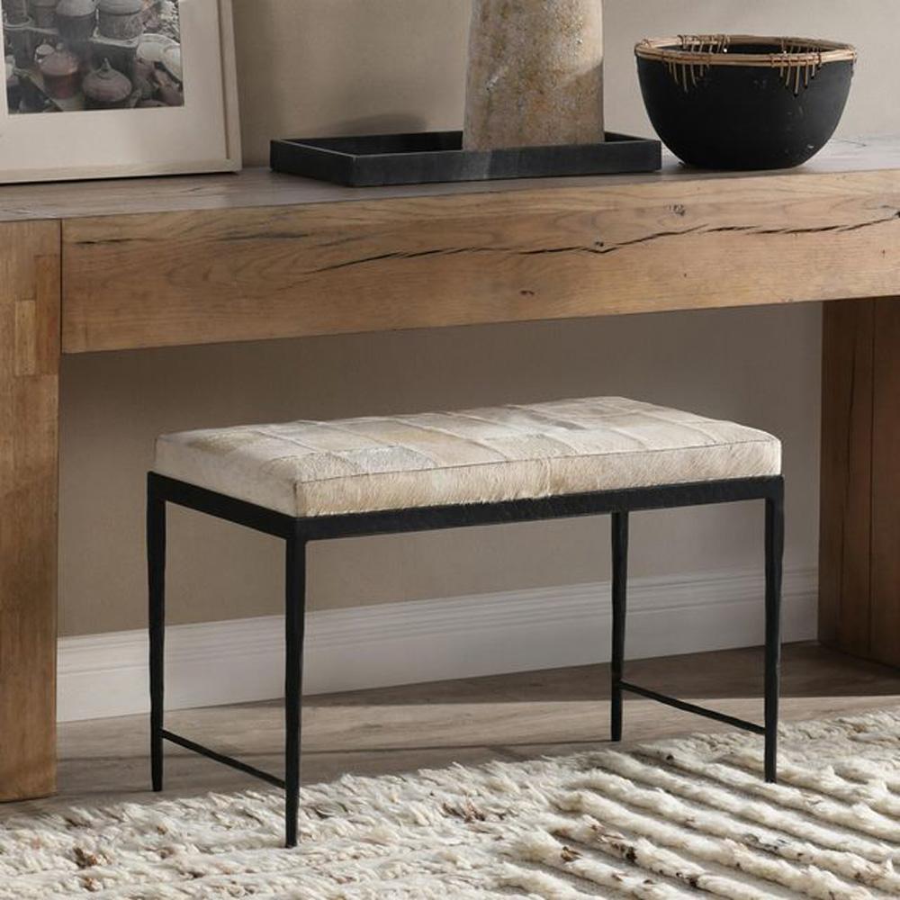 Classic Home - Achen Leather Hide Ottoman Bench In Beach Ivory - 53002017 veiw 6