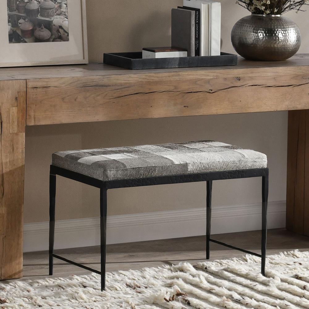 Classic Home - Achen Leather Hide Ottoman Bench In Gray - 53002016 veiw 5