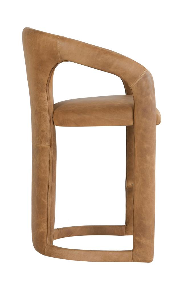 Classic Home - Archie 26in Distressed Leather Counter Stool In Maple Brown - 53051596 veiw 3