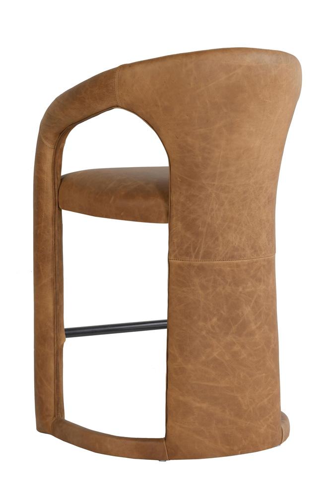 Classic Home - Archie 26in Distressed Leather Counter Stool In Maple Brown - 53051596 veiw 4