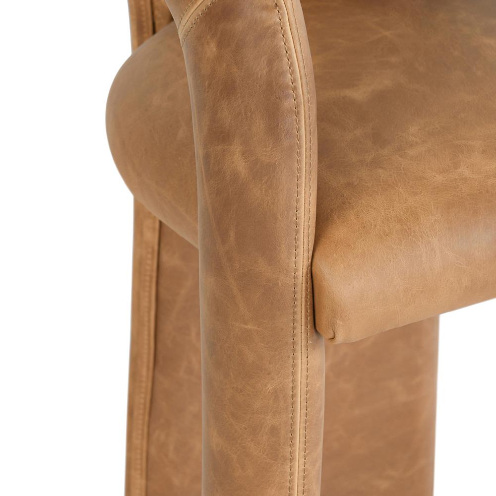 Classic Home - Archie 26in Distressed Leather Counter Stool In Maple Brown - 53051596 veiw 5