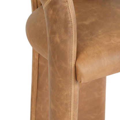 Classic Home - Archie 26in Distressed Leather Counter Stool In Maple Brown - 53051596 veiw 5