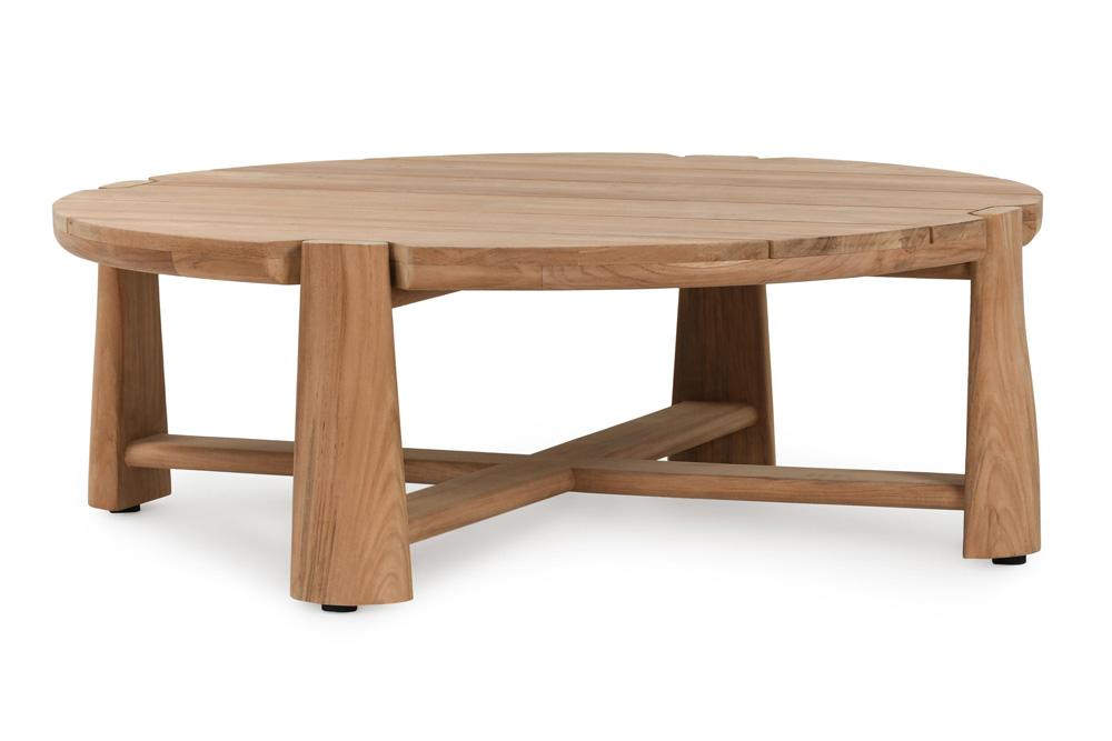 Classic Home - Aston 48in Round Teak Wood Outdoor Coffee Table In Natural Tone - 51005940 veiw 1