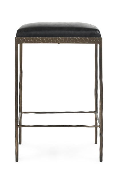 Classic Home - Bose 26in Top Grain Leather Counter Stool In Onyx Black - 53002008 veiw 2